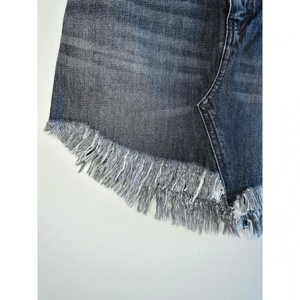 We‎ The Free People Black Denim Mini Skirt 25 Frayed Hem Rocker Festival Revival